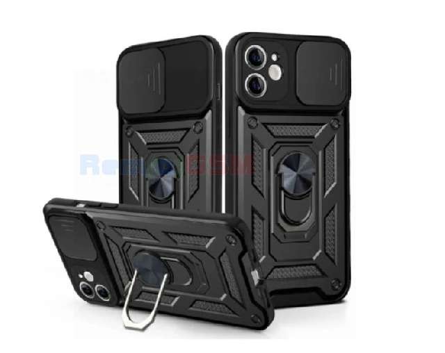 husa armor iphone 16 pro ringstand camera slide tpu+pc black a3293 a3083 a3292 a3294